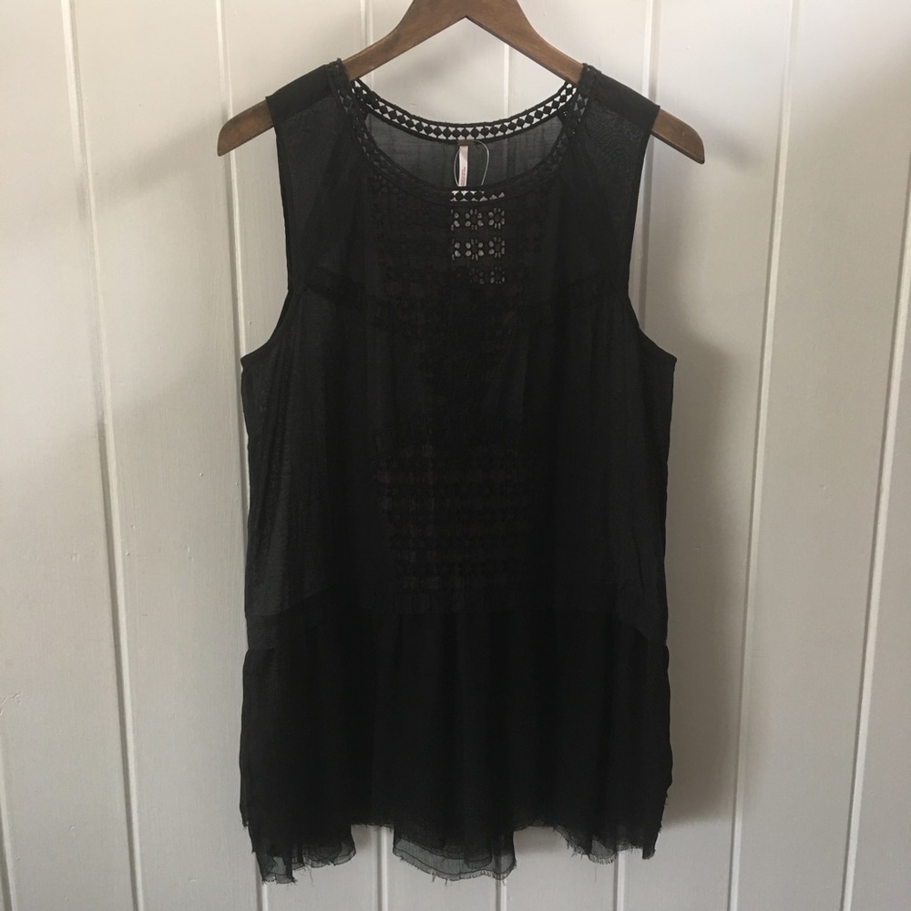 Free People Black Sleeveless Peplum Blouse
